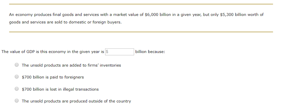 Solved An Economy Produces Final Goods And Services With A Chegg