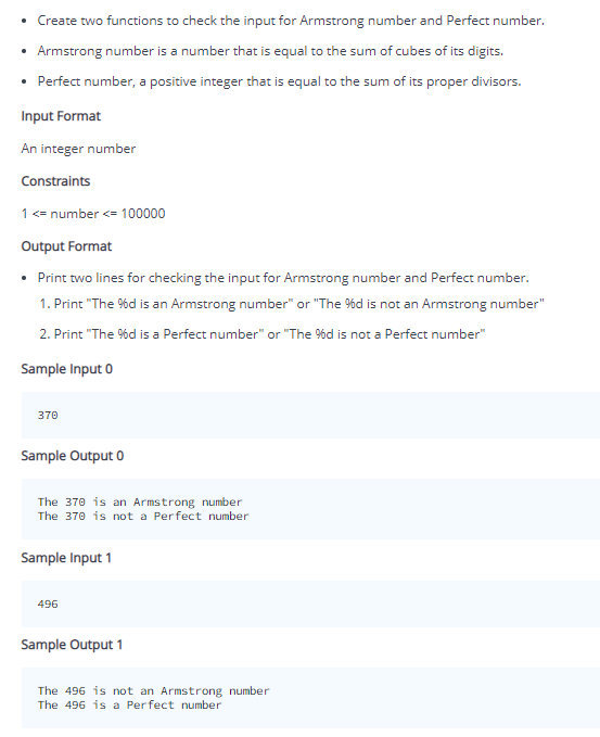 Solved Create two functions to check the input for Armstrong | Chegg.com