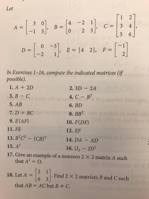 Solved Let 4 -2 1 [O 23 1 21 C=13 41, 5 6J B= 1 5 0 -3 -2 1 | Chegg.com