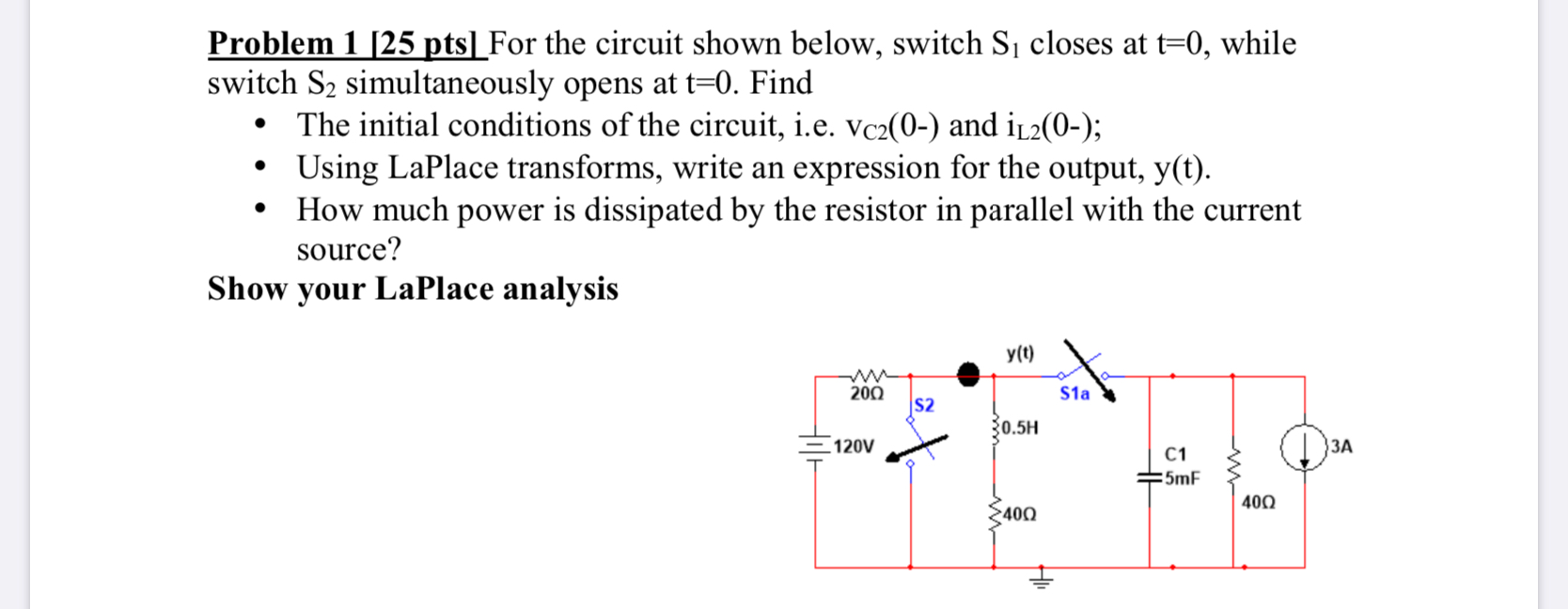 Solved Problem 1 [25 pts. For the circuit shown below, | Chegg.com