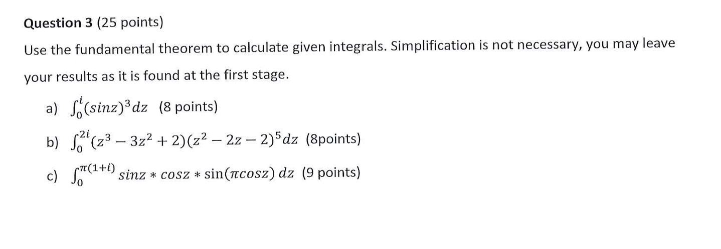 Solved Question 3 (25 ﻿points)Use the fundamental theorem to | Chegg.com
