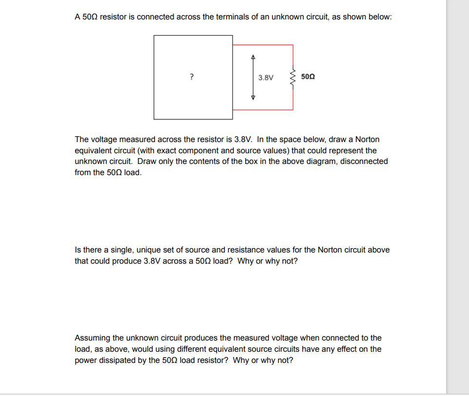 Solved A 50 resistor is connected across the terminals of an