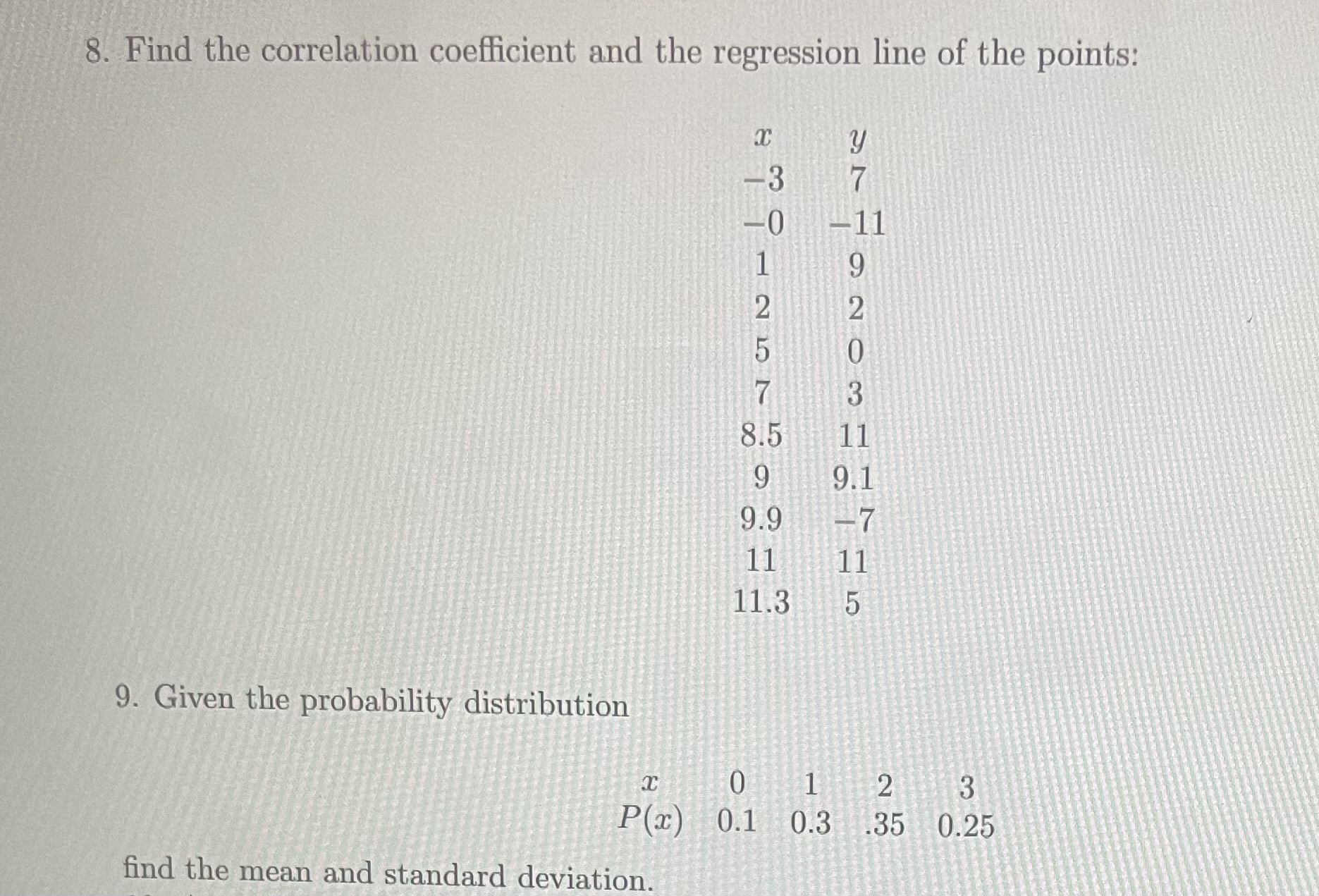 Solved 8. Find the correlation coefficient and the | Chegg.com