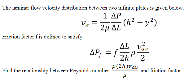 Solved The laminar flow velocity distribution between two | Chegg.com