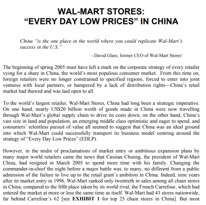 Solved Questions: Why is Wal-Mart successful in the US? | Chegg.com