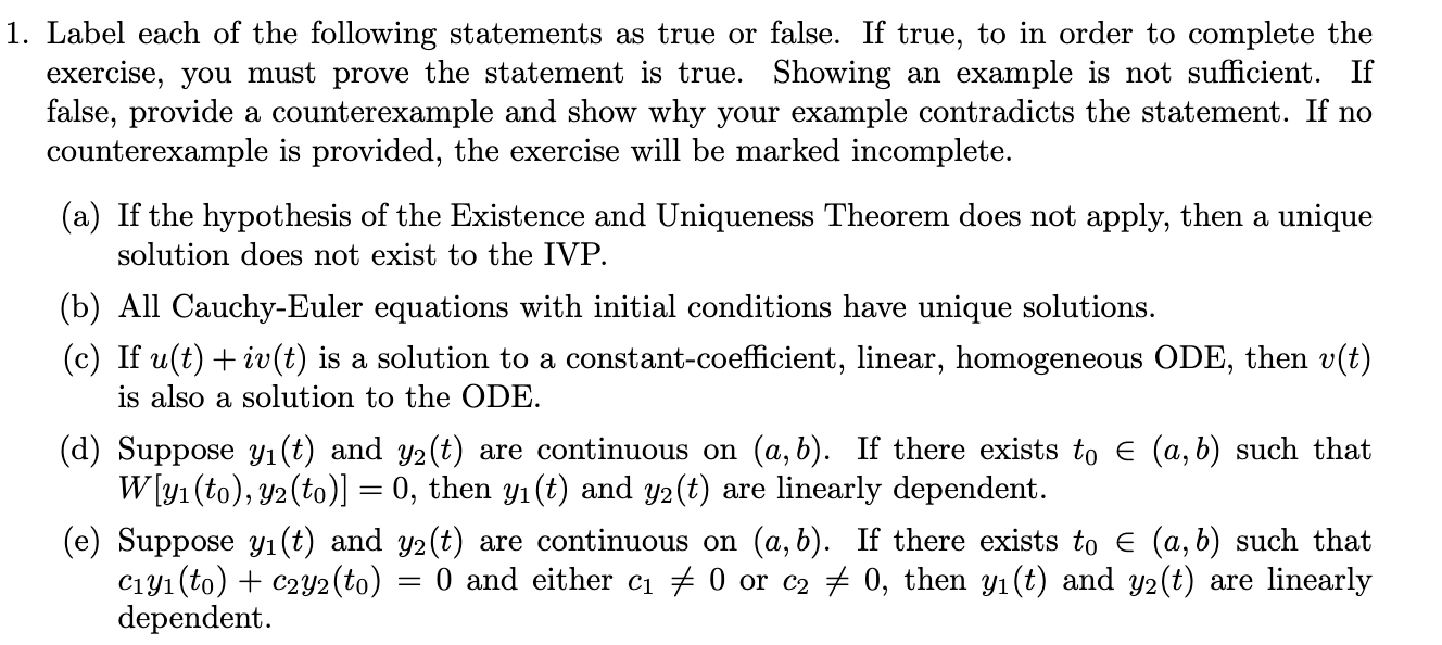 Solved 1. Label each of the following statements as true or | Chegg.com