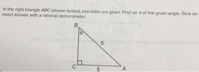 Solved In the right triangle ABC (shown below), two sides | Chegg.com