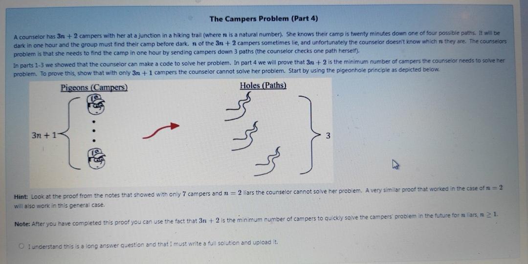 Solved A counselor has 3n+2 campers with her at a junction | Chegg.com