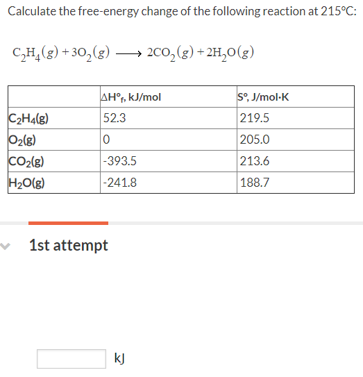 Solved Calculate the free energy change of the following Chegg