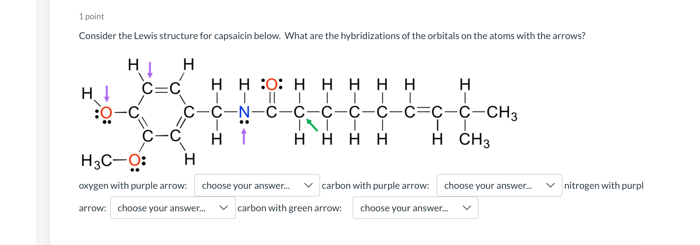 Solved 1 Point Consider The Lewis Structure For Capsaicin | Chegg.com