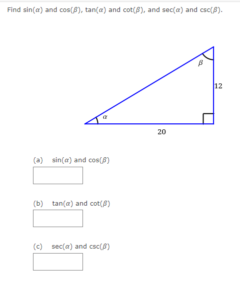 Solved Find Sin(a) And Cos(B), Tan(a) And Cot(B), And Sec(a) | Chegg.com