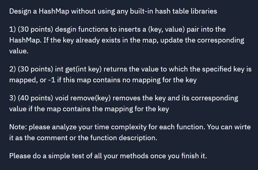 Solved Design A HashMap Without Using Any Built In Hash Chegg Com   Phphd0Qdo