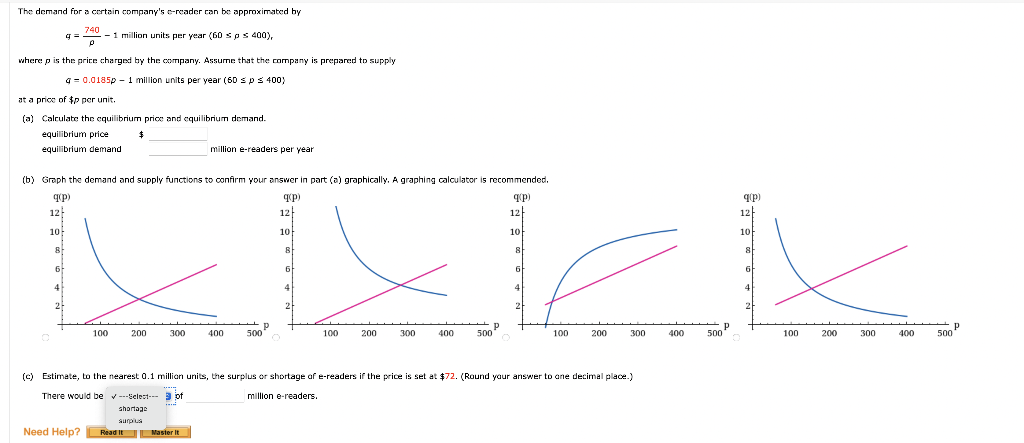 Solved φ=ρ740−1 million units per year (60≤ρ≤400) r where p | Chegg.com