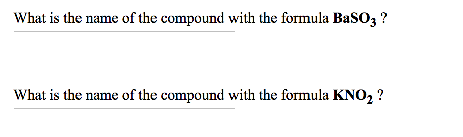 Solved What Is The Name Of The Compound With The Formula