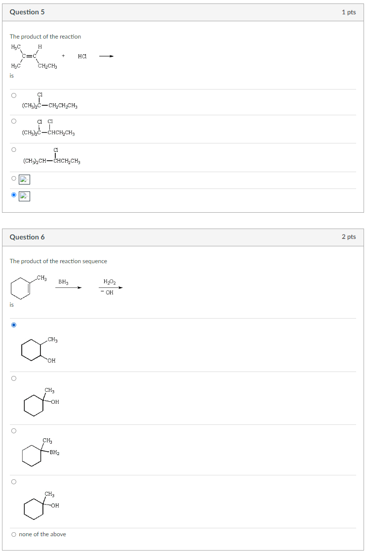 Solved The product of the reaction Question 6 2 pts The | Chegg.com