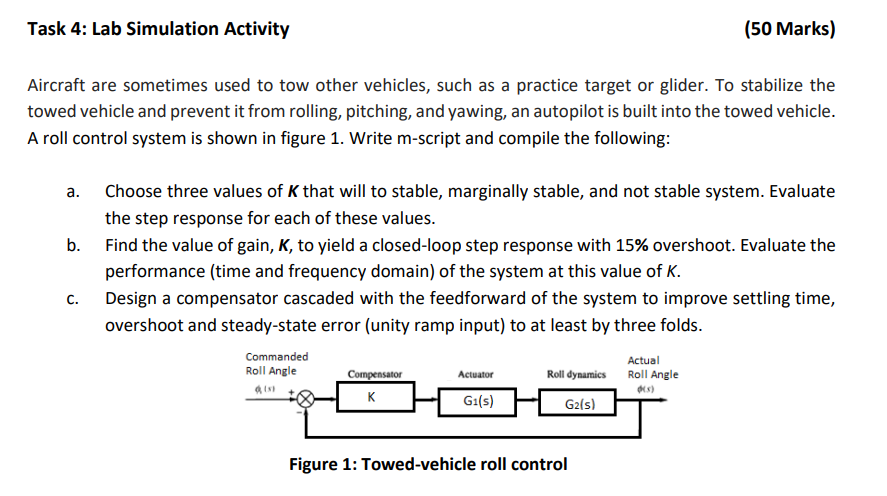 Solved Task 4: Lab Simulation Activity (50 Marks) Aircraft | Chegg.com