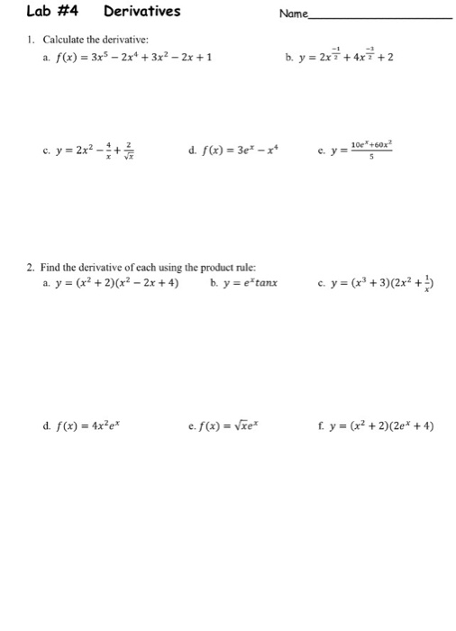 Solved Calculate the derivative: f(x) 3x^5 - 2x^4 + 3x^2 - | Chegg.com