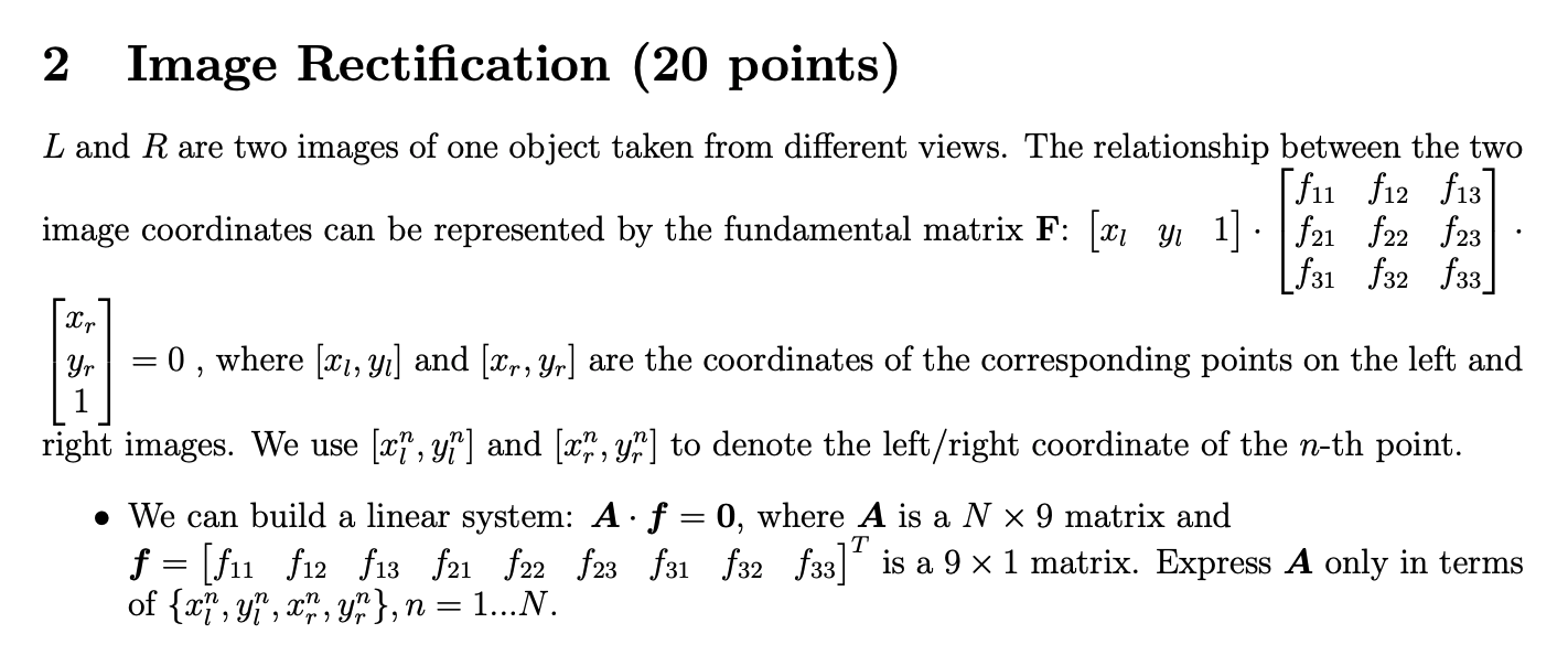 2 Image Rectification (20 points) L and R are two | Chegg.com