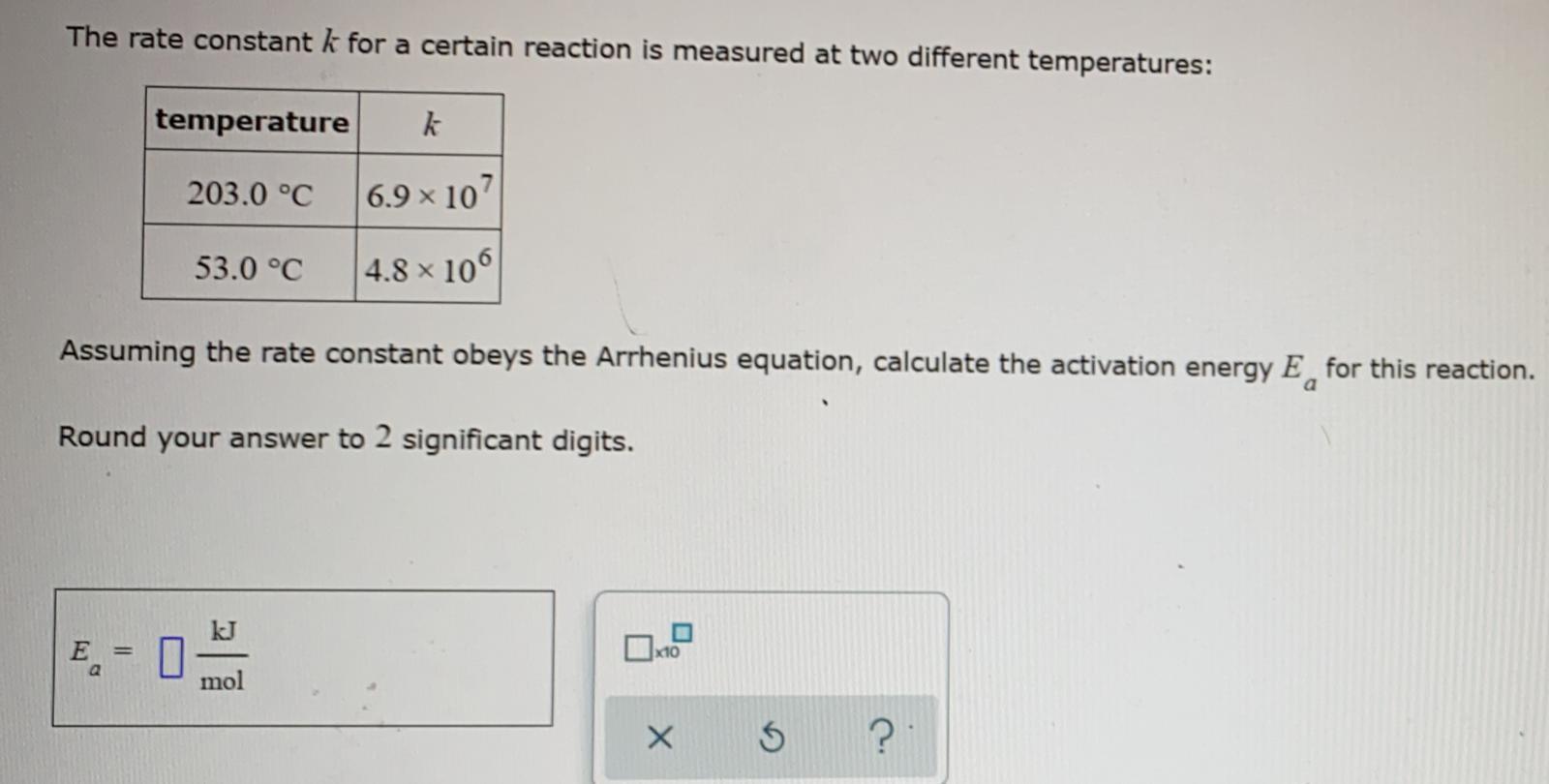 Solved The rate constant k for a certain reaction is | Chegg.com