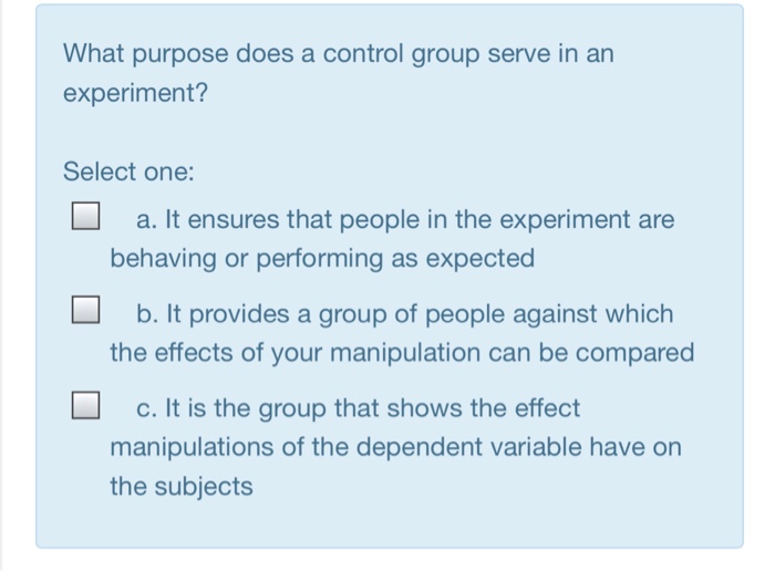 control group in an experiment purpose