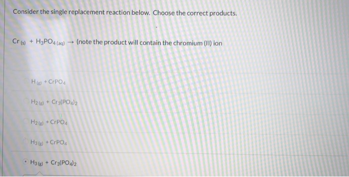 Solved Consider The Single Replacement Reaction Below. | Chegg.com