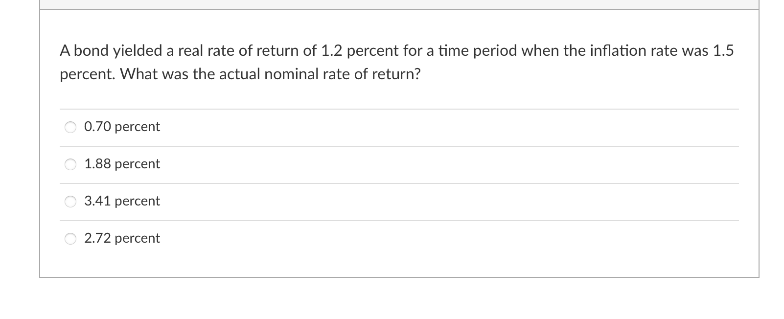 Solved A bond yielded a real rate of return of 1.2 percent | Chegg.com