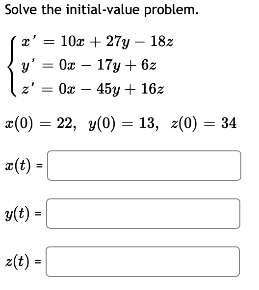 Solve The Initial Value Problem X 10x 277 1 Chegg Com