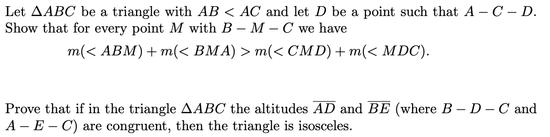 Solved Let AABC be a triangle with AB