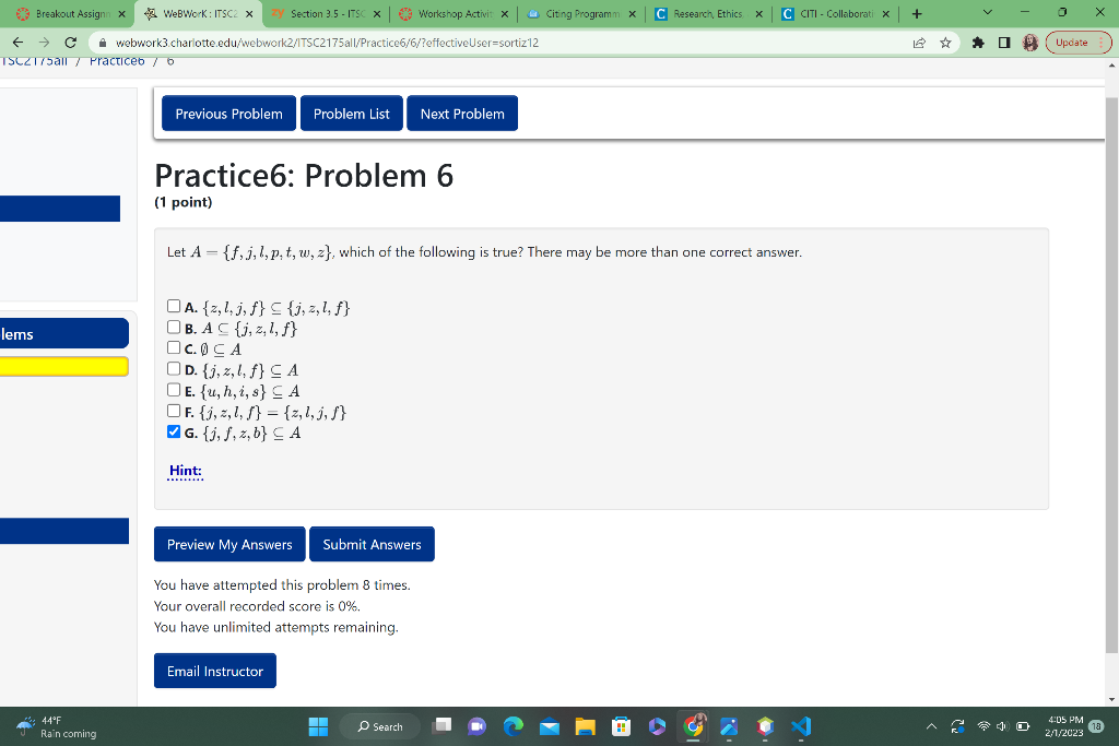 Solved Let A = {f,j,l,p,t,w,z}, Which Of The Following Is | Chegg.com