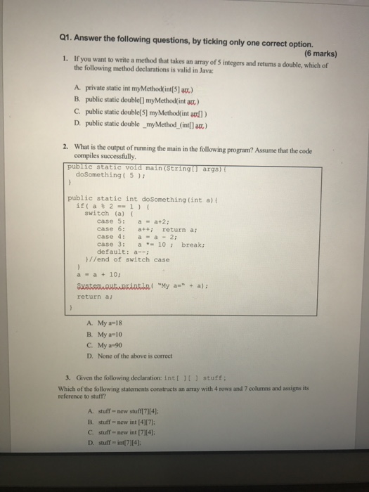Solved If you want to write a method that takes an array of | Chegg.com
