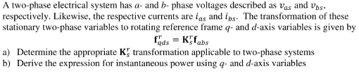 Solved A Two-phase Electrical System Has A - And B-phase | Chegg.com