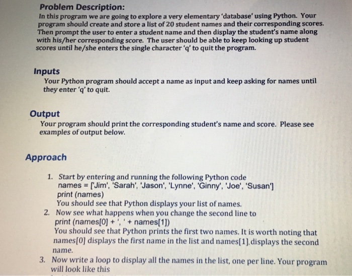 Solved Problem Description: In this program we are going to | Chegg.com