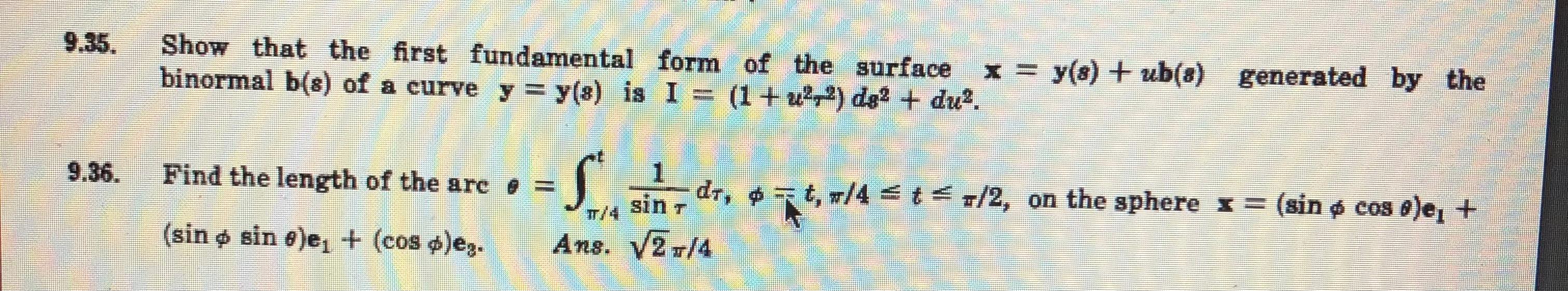 Solved 9.35. Show that the first fundamental form of the | Chegg.com