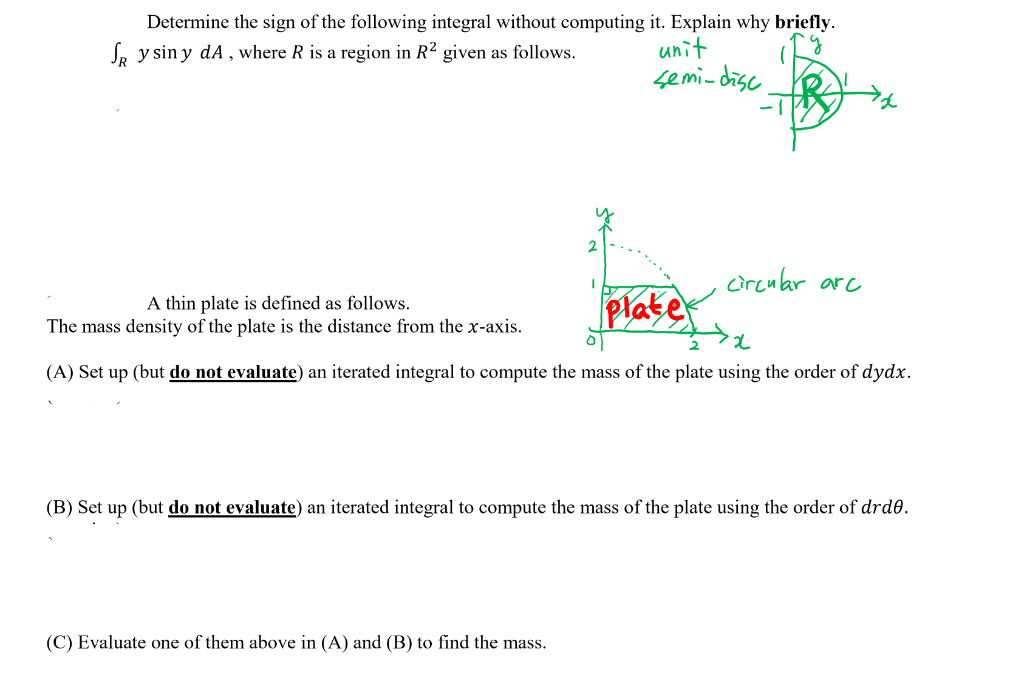 Solved Determine The Sign Of The Following Integral Without 