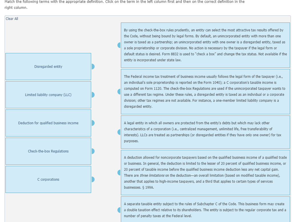 Solved Definitions Match the following terms with the