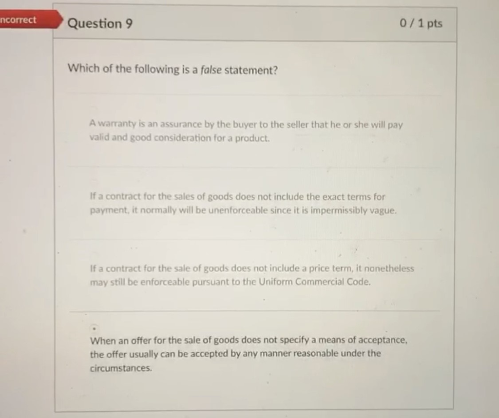 Solved correct Question 6 0/1 pts Which of the following | Chegg.com