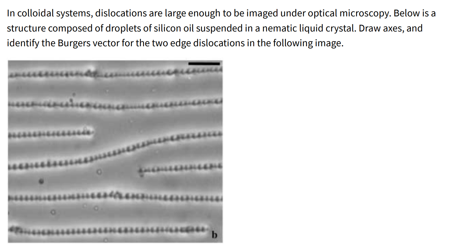 Solved In colloidal systems, dislocations are large enough | Chegg.com