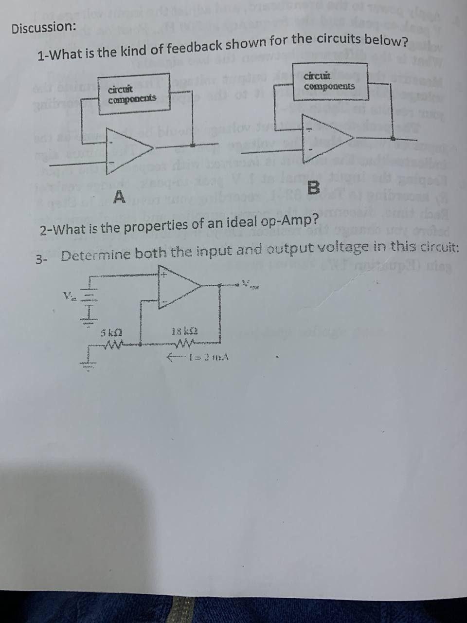 Solved Discussion: 1-What is the kind of feedback shown for Circuit Diagram