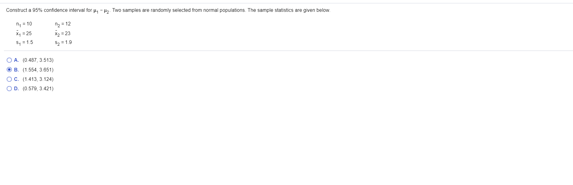 Solved Construct A 95% Confidence Interval For 2. Two | Chegg.com