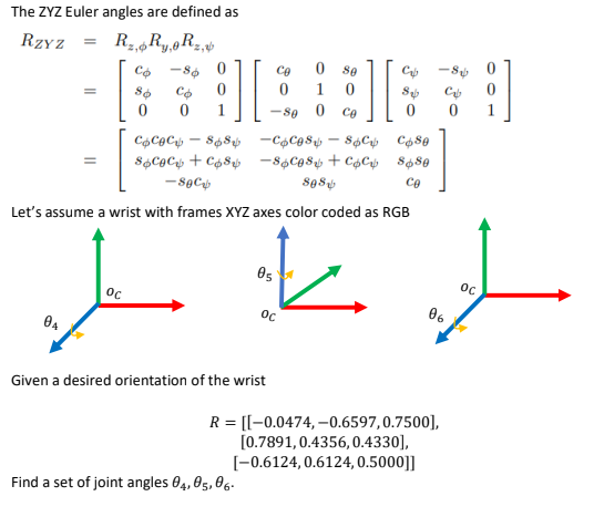 Solved The ZYZ Euler angles are defined as | Chegg.com