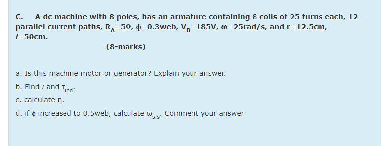 Solved C A Dc Machine With 8 Poles Has An Armature Cont Chegg Com