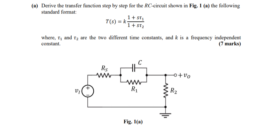 Solved (a) Derive the transfer function step by step for the | Chegg.com