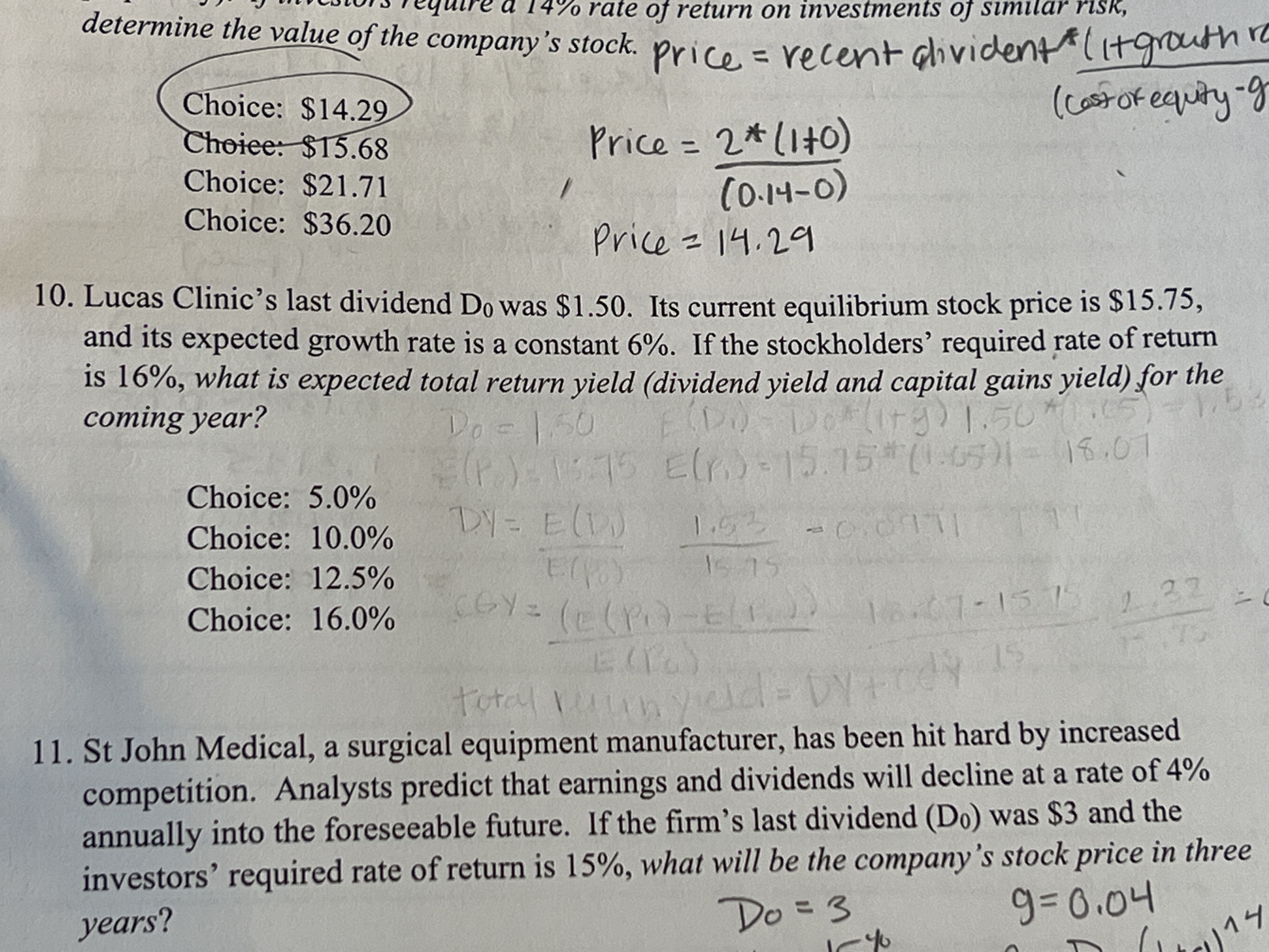 Solved Determine The Value Of The Company's Stock. Price = | Chegg.com