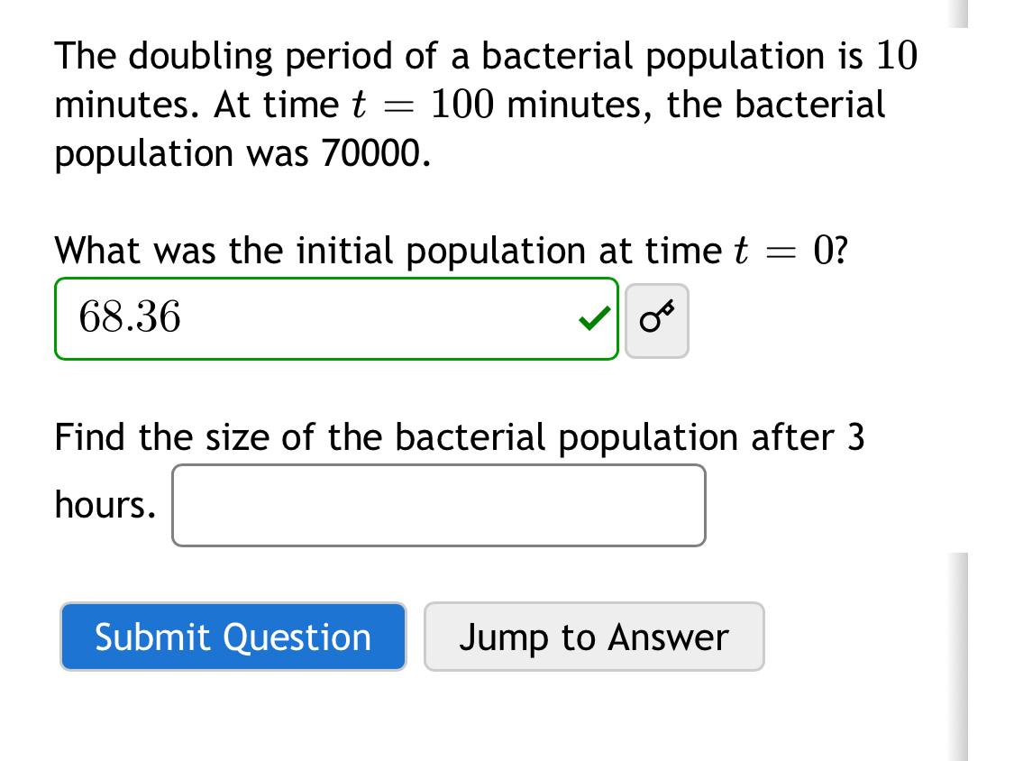 Solved The doubling period of a bacterial population is 10 | Chegg.com