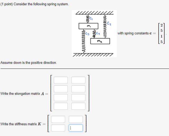 Solved (1 point) Consider the following spring system. C₂ m | Chegg.com