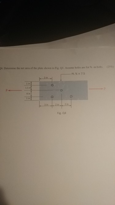 Solved determine the net area of the plate shown in fig. Q4. | Chegg.com