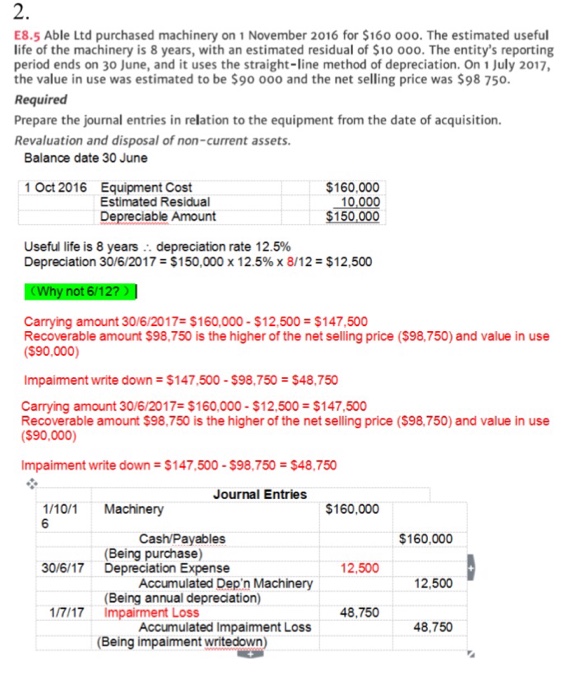 Solved Able Ltd purchased machinery on 1 November 2016 for