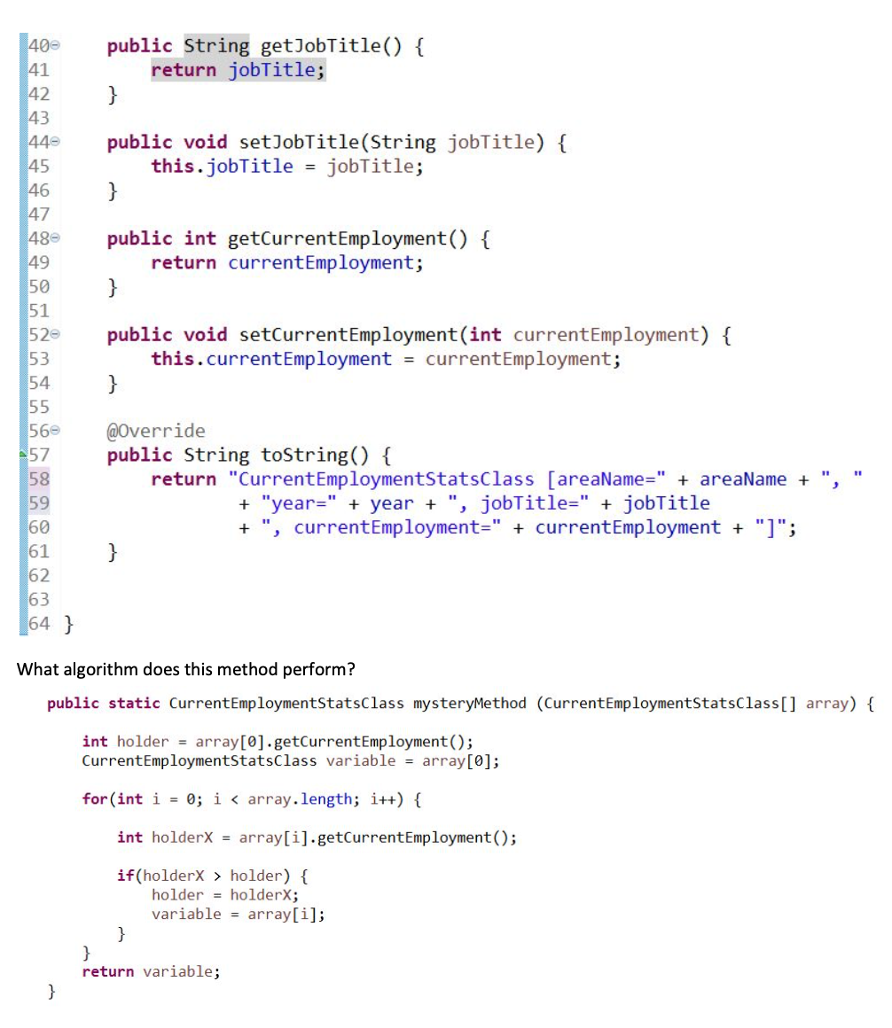 Solved 7 public class CurrentEmploymentStatsClass { private | Chegg.com