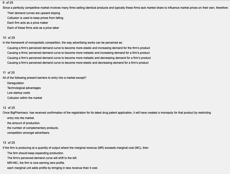 Solved 9 of 25 Since a perfectly competitive market involves 