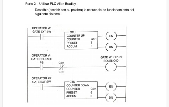 Solved Parte 2- Utilizar PLC Allen Bradley Describir | Chegg.com